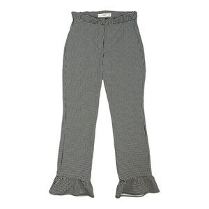 Mango MNG Women's‎ XS Black & White Gingham Plaid Ruffle Vichy Trousers EUC